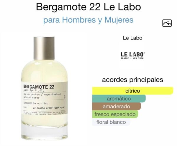 Inspirado en Bergamote 22 de Le Labo EDP.(Próximamente).