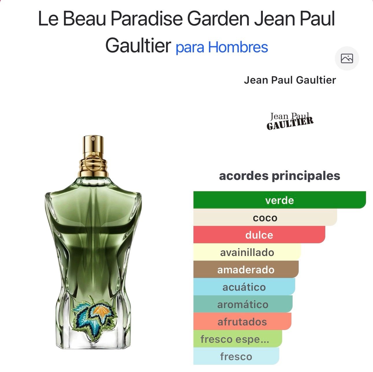 (M112) Inspirado en Le Beau Paradise Garden Jean Paul Gaultier EDP.