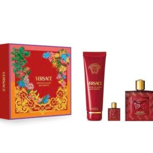 Estuche Versace Eros Flame EDP Pour Homme 100 Ml + Mini 5 Ml + Gel De Ducha 150 Ml Hombre